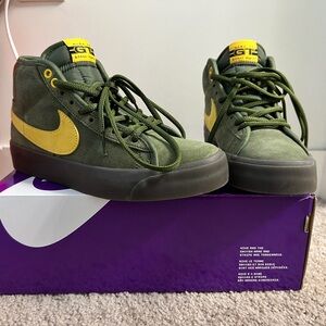 Nike Kids Olive and Yellow High-Top Sneakers